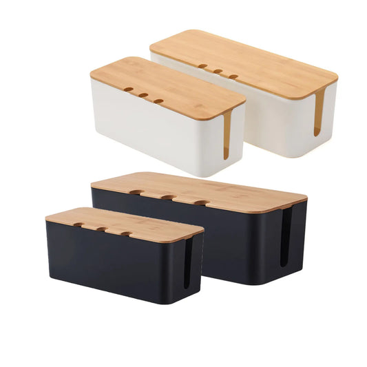 The High-Contrast Cable Management Box (Wood Lid)