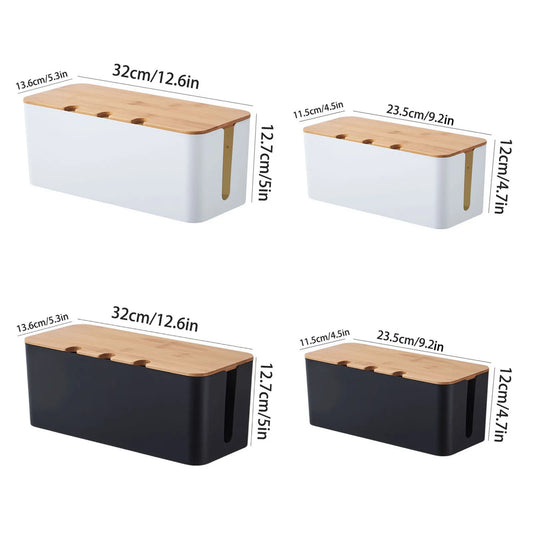 The High-Contrast Cable Management Box (Wood Lid)