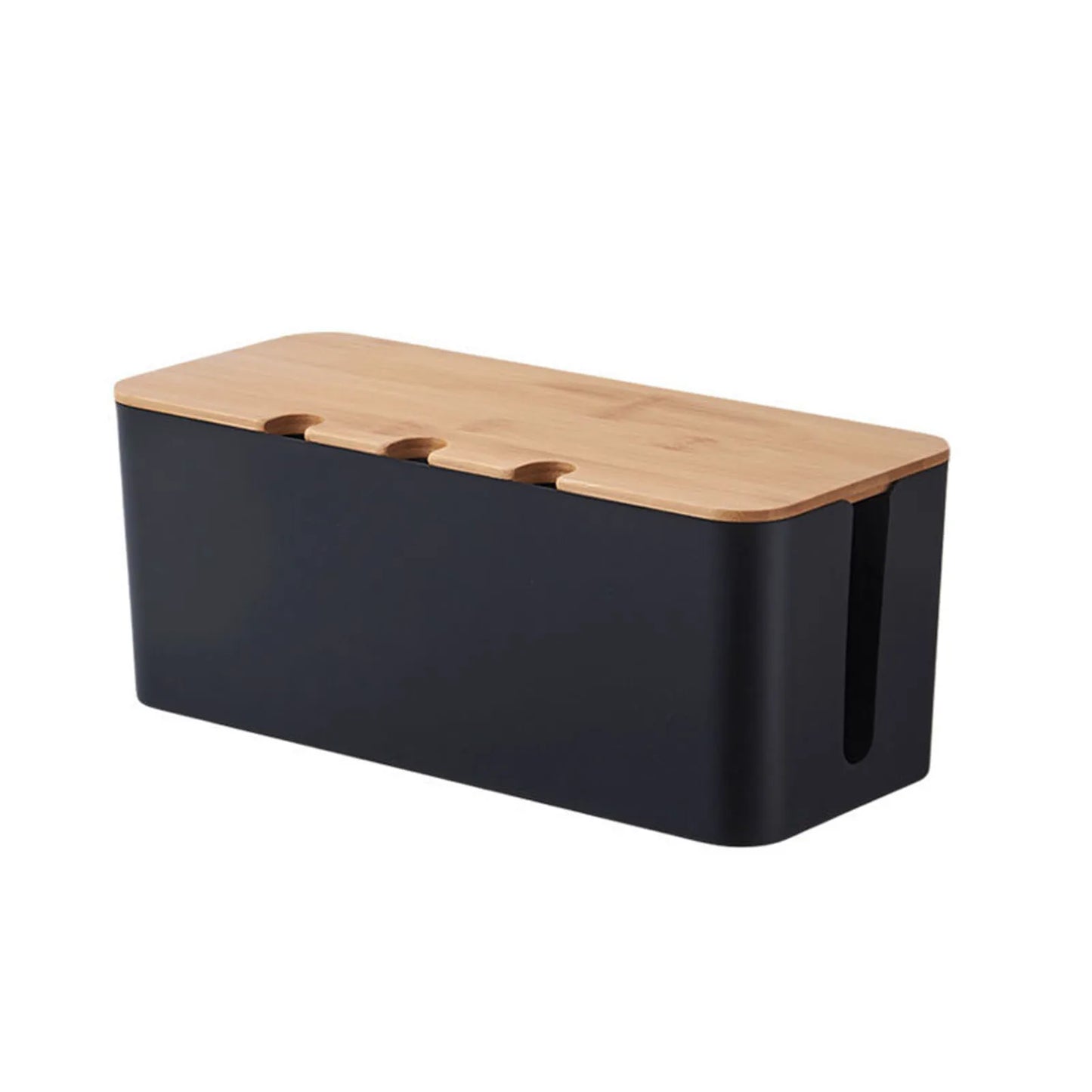 The High-Contrast Cable Management Box (Wood Lid)